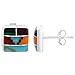 8mm Square Multicolor Southwestern Style 925 Sterling Silver Stud Earrings for Women - Simulated Gemstones