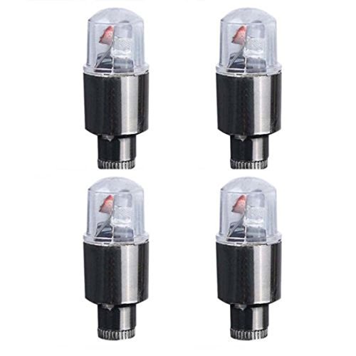 Bicycle Lights, 4X Bike Car Motorcycle Wheel Tire Tyre Valve Cap Neon LED Flash Light Lamp hot (Silver)