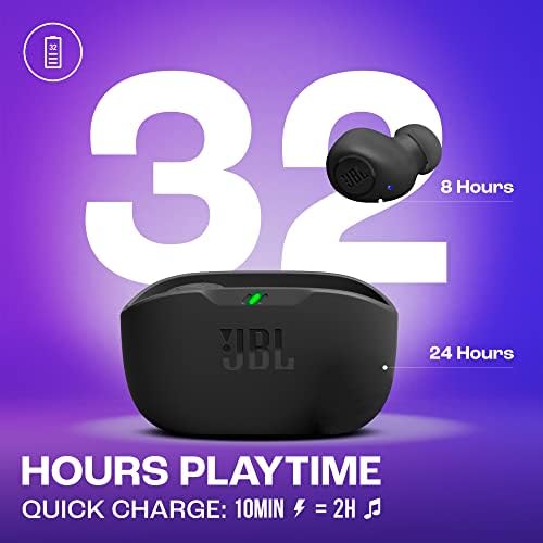 Wave Buds – Kabellose In-Ear Ohrhörer mit IP54 und IPX2 Wasserdichtigkeit – Kraftvoller Bass und 32 Stunden Akkulaufzeit – Schwarz