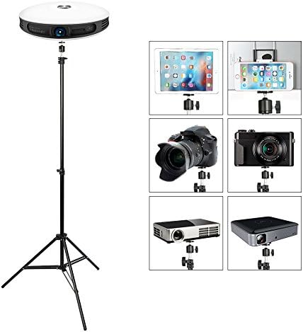 Portable Projector Stand,Camera Tripod with Tablet Phone Tripod Adapter,Lightweight Tripod Stand Adjustable Height 29.5" to 77" Anti-Slip 360° Swivel Ball Head for Camera,Webcam,GoPro,Photo
