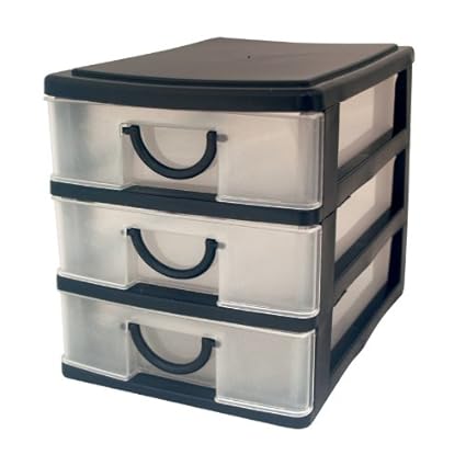 Guilty Gadgets 3 Drawer Storage Unit Plastic 3 Drawer Storage