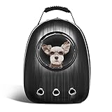 Anzone Pet Portable Carrier Space Capsule Backpack, Pet Bubble Traveler Knapsack Multiple Air Vents Waterproof Lightweight Handbag for Cats Small Dogs & Petite Animals-Black,30L
