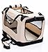 2PET Foldable Dog Crate - Soft, Easy to Fold & Carry Dog Crate for Indoor & Outdoor Use - Comfy Dog Home & Dog Travel Crate - Strong Steel Frame, Washable Fabric Cover, Frontal Zipper Large Beige