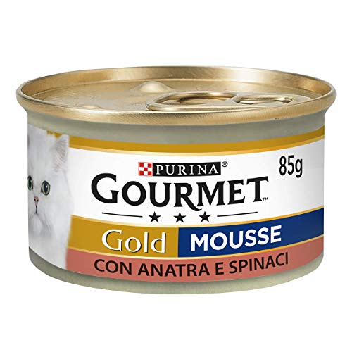 GOURMET Gold Cibo Umido per Gatti Adulti Mousse con Anatra e Spinaci 24 Lattine da 85g