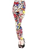 Jollychic Women's Stylish Colorful Cartoon Scrawl Pattern Slim Leggings Pants