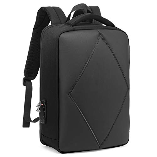 LOKASS Laptop Backpack 15.6 Inch Nylon Knapsack Anti-Theft Business Bag Water Resistant Bookbag TSA Durable Travel Backpack with USB Charging Port for Men Women(Black)