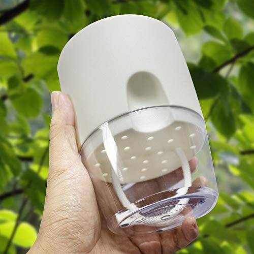 AITREASURE Plastic Plant Pots Self Watering Flower Planters Pack of 5 Flower Pots for Indoor Outdoor with Cotton Rope