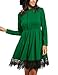 Zeagoo Women O Neck Long Sleeve Lace Trim Pleated Skater Party Dress
