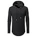 OLRIK Men's Swag Long Sleeve Shirts Fashion Hoodie With Zipper Trim Black L