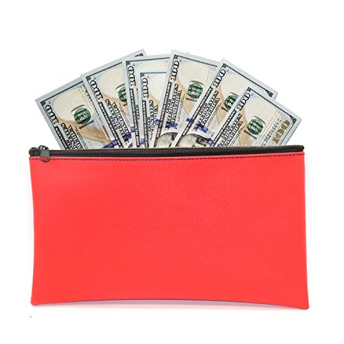 Omitfu 4Pcs Bank Deposit Bags Leatherette Money Pouch Cash Coin Receipt Bag with Zipper 11x6 Inch