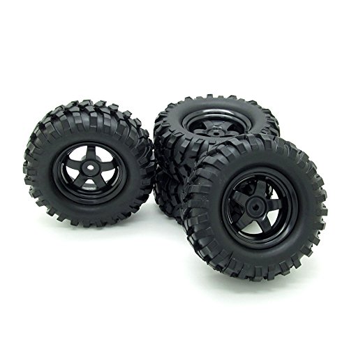 Buggy Rubber Tires + 5 Spoke Wheel Rim for RC HSP 1/10 Off-Road Pack of 4