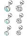 YOVORO 6-12Pcs 16G 316L Stainless Steel Stud Earrings for Women Cartiliage Earring Tragus Helix Piercing Created-Opal 3/4/5MM