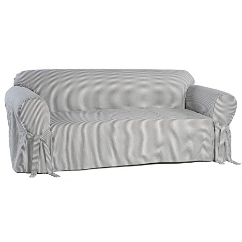 Cotton Twill One Piece Sofa Slipcover in Natural