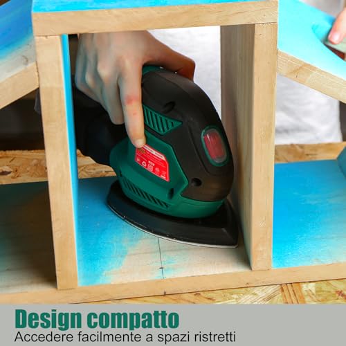 HYCHIKA Wood Sander, 200W Mouse Sander, 14000RPM with Dust Collection, 12pcs Sanding Cards (240/120/80 Grains, for Multiple Angles, Wood, Metal, Electric Cable