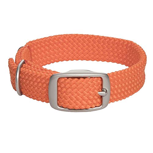 Mendota PetDouble Braid Collar - Satin Nickel - Dog Collar - Made in The USA - Orange, 9/16 in x 12 in Junior