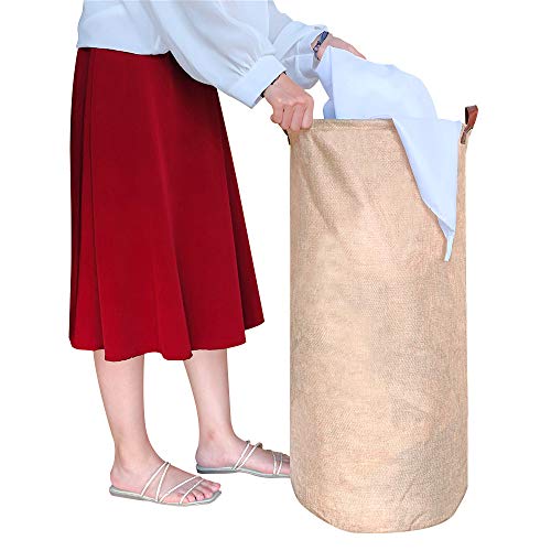 Mebbay 3 Pack Round Laundry Basket, Collapsible Laundry Hamper with Handles, Foldable Waterproof Cotton Linen Storage Basket for Clothes, Baby Nursery, 3 Different Size (18, 24 and 30 Inches) - Thumbnail 4