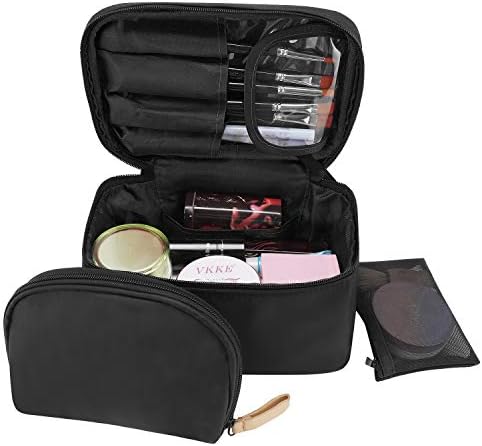 Makeup Bag Organizer Cosmetic Makeup Bags for Women Make Up Cosmetic Bag Case with Brush Holder-Gift Makeup Pouch