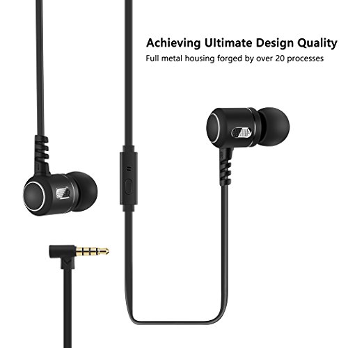 Earbuds, HokoAcc In-Ear Headphones Noise Isolation Headset Heavy Bass Earphones with Microphone for iPhone Samsung iPad and Most Android Phones, Black - Thumbnail 3