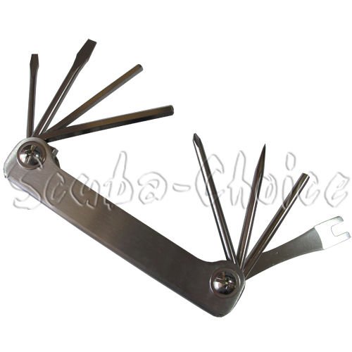 Scuba Choice Scuba Diving Stainless Steel Dive Tool 8-in-1 Valve Tool