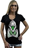 Shop4Ever® Marilyn Monroe Bandana Weed Pattern Women's V-Neck T-Shirt Marilyn Monroe Clothing