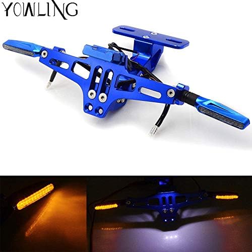 Motorcycle License Number Plate Frame Led Indicator Light Holder Bracket for Kawasaki Ninja 250 300 650 H2R ZX6R Z750 Z800 Z1000 G Blue