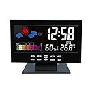 Hippih Digital Alarm Clock with Soft LED Nightlight,Snoozer, Sleep Time,Indoor Time/Temperature/Humidity /Day/Date Display Bedside clock(BLACK)