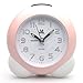 Deedo Sweep Quiet Bedside Battery Operated Analog Alarm Clock (Pink)