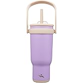 Konokyo 40 oz Tumbler with Side Handle, Insulated Water Bottle with Straw and 2 in 1 Lid, Stainless Steel Cup Travel Coffee Mug for Sports Office Gym,Purple