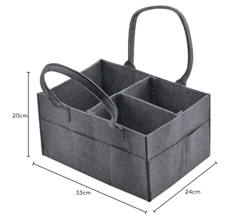 Raisa Cute Diaper Caddy Bag for Smart Mothers Baby Diaper Caddy Organizers Baby Wipes Felt Storage, Nursery, Foldable and Portable (DARK GREY) 4
