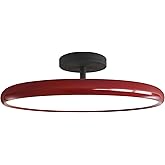 KCO Lighting Modern Red Ceiling Light Fixture Large Industrial Black Flush Mount LED Pendant Lamp Mid Century Flat Rustic Sem
