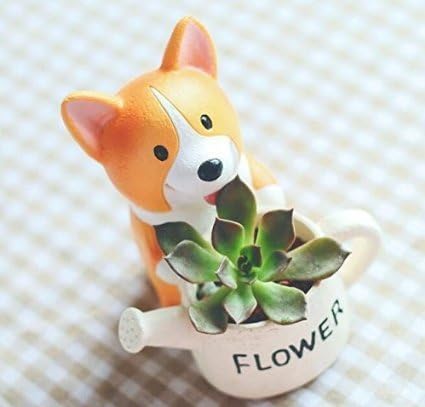 ITEMporia Succulent Pot Cute Corgi Dog Shaped Cartoon Home Decoration Vase Flower Pots (Style 2)