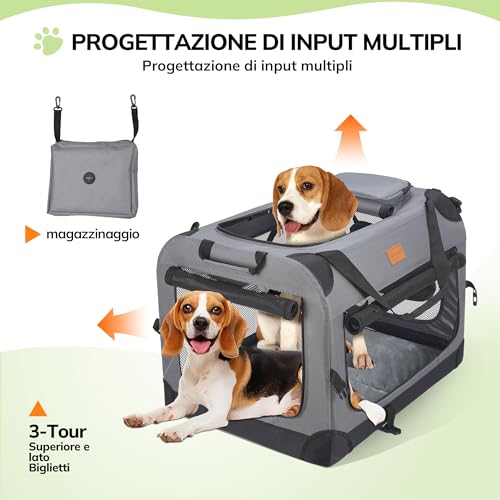 Morpilot Transport Bag for Dogs and Cats, M, 60 x 42 x 42 cm, Dog Transport Bag with Mattress Bowl for Dogs, Folding Box, Travel Box for Pets