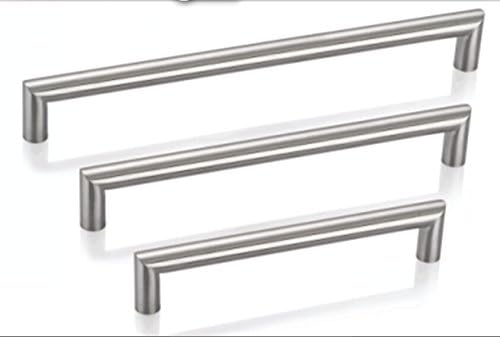 UniDecor Stianless Steel Grade 304 round Bar Cabinet and Furniture Pull Handles - Hollow - 3" Hole Centers - Overall Length:3-1/2" (25 Pack)