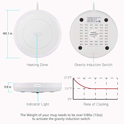 BESTINNKITS Smart Coffee Set Auto On/Off Gravity-induction Mug Office Desk Use, Candle Wax Cup Warmer Heating Plate (Up… - Image 3