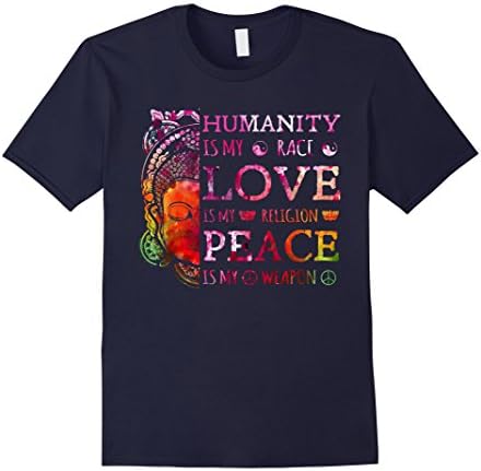Men's Humanity Is My Race Love Is My Religion T-shirt Medium Navy