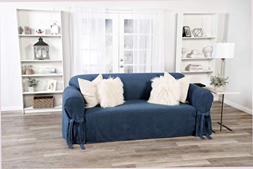 Classic Slipcovers one Piece Sofa slipcover, Denim Blue