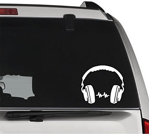 DJ Techno Music Headphones REMOVABLE Vinyl Decal Sticker For Laptop Tablet Helmet Windows Wall Decor Car Truck Motorcycle - Size (05 Inch / 13 Cm Wide) - Color (Matte White)