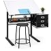Best Choice Products Drawing Drafting Craft Art Table Folding Adjustable Desk w/Stool - Black/White