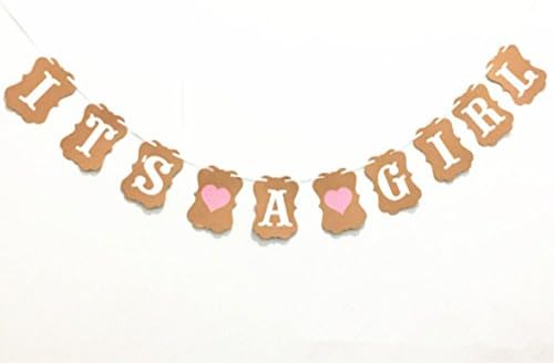 IT'S A GIRL LOVE HEART Garland Bunting Banner, Baby Shower Party Decoration