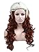 ROLECOS Womens Long Curly Cosplay Wig Dark Orange White