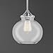 Linea di Liara Ariella Casella Farmhouse Glass Pendant Lighting for Kitchen Island Modern Brushed Nickel Large Pendant Light Hanging Light Fixture with Clear Blown Glass Shade, UL Listed