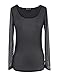 Imagenation Women's Long Sleeve Mesh Top Sheer See Through Round Scoop Neck Stretchy