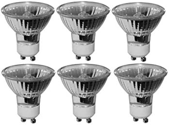 50 Watts Halogen Light Bulb MR16 GU10 Base 50w 120v Reflector Exn Flood Lights for Track Lighting Bulbs and Recessed Cans Spotlights with UV Filter Cover 50MR16/GU10/FL Pack Of 6