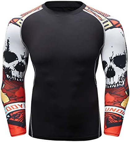 Fanii Quare Men's Soft Fit Long Sleeve Workout Rashguard Cool Dry Compression Fitness Shirt
