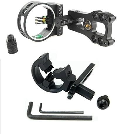 Whisker Biscuit Arrow Rest and Archery Adjustable 5-Pin Bow Sight with LED Sight Light Set