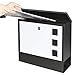 Locking Mailbox Wall Mounted Vertical– Jssmst mailboxes with Key Lock and Newspaper Compartment, Key Lock Drop Box Large Capacity, 14.3 x 3.8 x 11.8 Inch, White，SM-HPB911WN