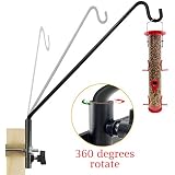 Extended Fence Deck Hook Rail Hook Heavy Duty Bird Feeder Hook, 360 Degree Rotary and Length Adjustable Plant Bracket for Bird Feeders, Planters, Suet Baskets, Lanterns, Wind Chimes and More