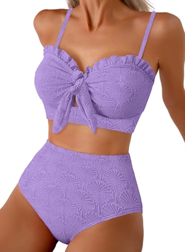 Seashell Textured Tie Front Bikini Set