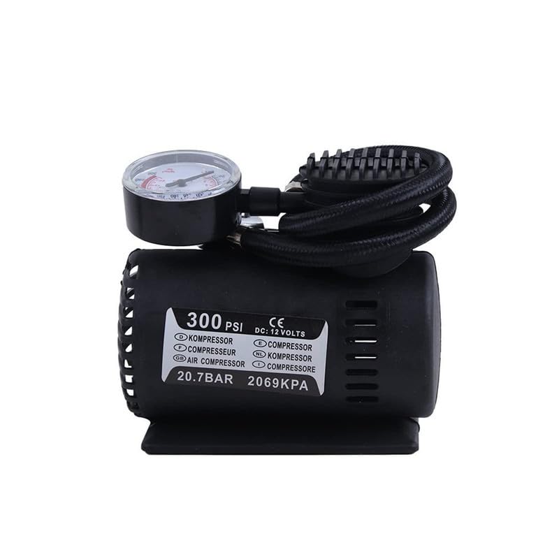 12V Portable Compressor Tire Inflator with Mechanical Pressure Gauge,with 3 Nozzle Adapters,Inflator for Car Tires, Motorcycle, Bike, Basketball, Other Types of inflatables Easy to A6121
