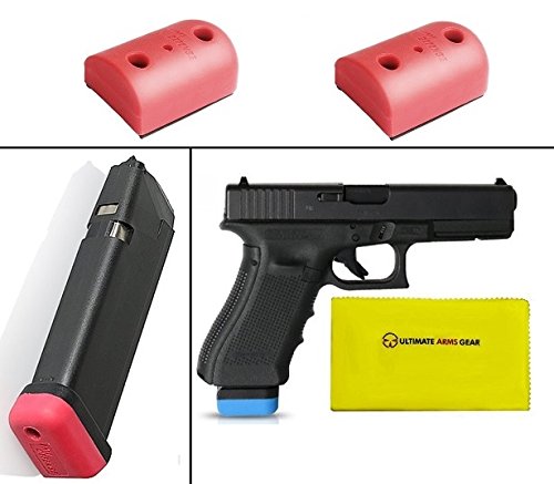 IMI Defense-PFP01 Pack of 2 Red Rubberized Pistol Magazine Base Floor Plate SIG SAUER P226 9mm .40 .357 / P228 9mm / M11-A1 + Ultimate Arms Gear Care and Reel Silicone Lubricated Cleaning Cloth